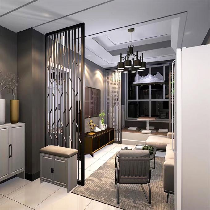 Laser Cutting 3*10ft Jali Dekorasi Hotel Proyek Rumah Furnitur Sikat Emas Stainless Steel Screen 2