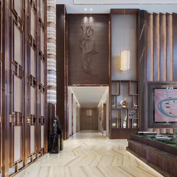 Laser Cutting 3*10ft Jali Dekorasi Hotel Proyek Rumah Furnitur Sikat Emas Stainless Steel Screen 3