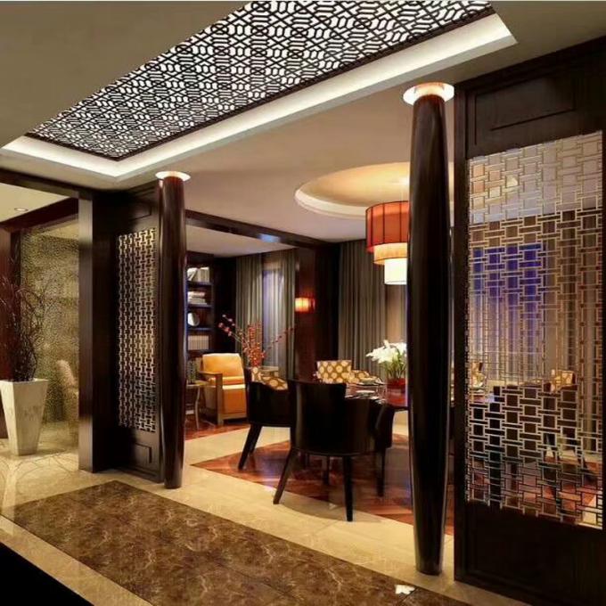 Laser Cutting 3*10ft Jali Dekorasi Hotel Proyek Rumah Furnitur Sikat Emas Stainless Steel Screen 6