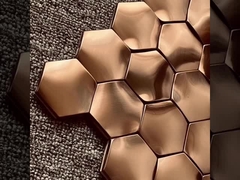 304 hexagon persegi emas mawar sikat garis rambut mosaik stainless steel untuk dekorasi
