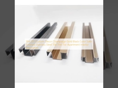 304 201 Custom Decor Champagne Gold Black Color Satin Finished Stainless Steel Tile Trim Untuk Dekorasi Interior Apartemen