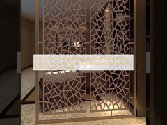 Pabrik Cermin Antique Rose Gold Hairline Brushed Laser Cutting Ukiran 304 Warna Stainless Steel Screen Partition Room Dividers Untuk Hotel