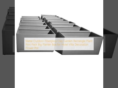 Metal Outdoor Fiberglass Clay Garden Rectangle Plant Pots Pack Big Planter Box untuk Hotel Villa Dekorasi Pot Bunga