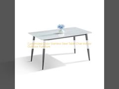 Meja Kursi Stainless Steel Warna Kustom Furnitur Dalam Ruangan Luar Ruangan