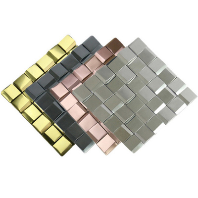 292x292mm Logam 3D Melengkung Stainless Steel Ubin Mosaik Dekorasi Dinding Berlapis PVD