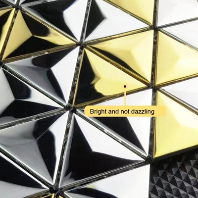 3D Cone Triangular Stainless Steel Mosaic Tile Untuk Hiasan Dinding JIS Silver Gold