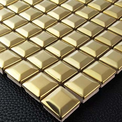 Ubin Mosaik Stainless Steel Cube Emas PVD Kecil Untuk Hiasan Dinding 30.5x30.5cm