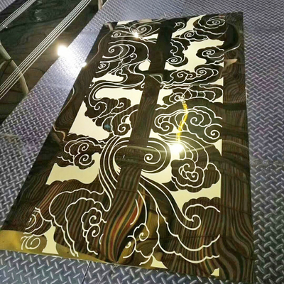 Lembar Etsa Stainless Steel PVD Aisi Color Coated Gold Decorative Elevator