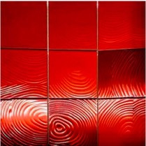 Ubin Dinding Mosaik Cermin Logam Spiral Merah Cina 98 * 98MM Bentuk Persegi