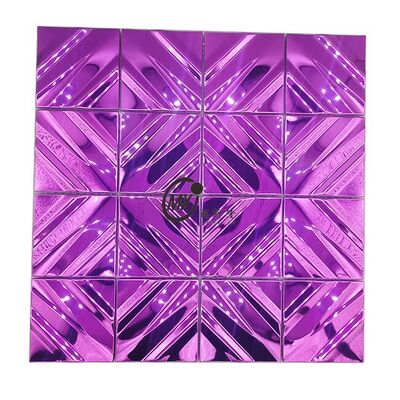 Dekorasi Dinding Violet Diamond Grid Shine Mirror  Ubin Keramik Mosaik Logam