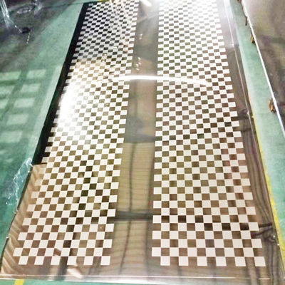 Harga yang bagus Cermin Terukir Gaya Sederhana Lembaran Stainless Steel Warna Emas 8K on line