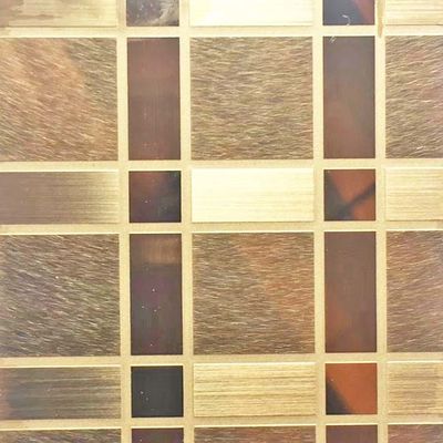 Harga yang bagus Pola Persegi Panjang Garis Rambut Parsial Terukir Warna Cermin Lembaran Stainless Steel on line
