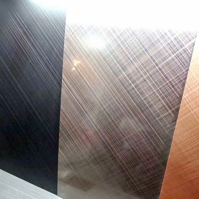 Harga yang bagus Rose Gold Warna Stainless Steel Sheets 304 Cross Hairline Surface PVD Coating Inox Sheets on line