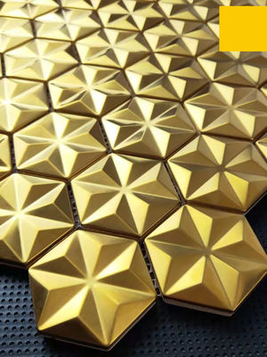 Harga bagus Hexagonal Emas Logam Mosaik Bata Rumah Kamar Mandi Stiker Dinding Latar Belakang Dinding on line