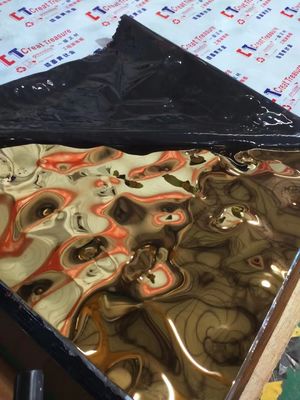 Harga yang bagus 4X8feet 8K Mirror Ti-Gold Water Ripple Stainless Steel Sheet untuk Dekorasi Plafon on line