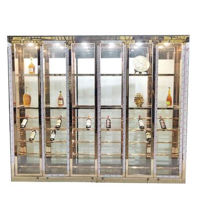 Harga yang bagus Rak Anggur Kabinet Pintu Kaca Stainless Steel Mewah Multilayer on line