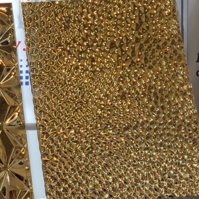 304 Gold Color Coated Bending Water Wave Honeycomb Stainless Steel Ceiling Sheet For Interior Decoration
