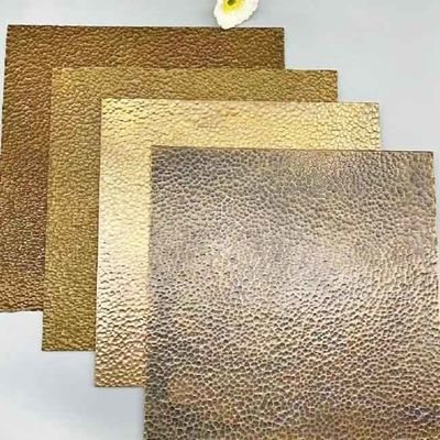 Harga yang bagus 304 Rose Gold Champagne Bronze PVD Coating Hammer Finish Warna Lembar Baja Rostless on line