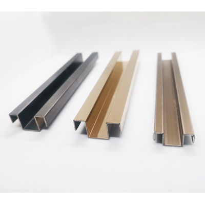 Harga bagus 304 201 Custom Decor Champagne Gold Black Color Satin Finished Stainless Steel Tile Trim Untuk Dekorasi Interior Apartemen on line