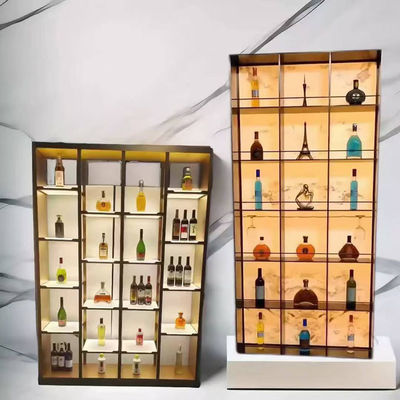 Harga yang bagus 304 Customized Stainless Steel Wine Cabinet Display Cabinet Dengan Led on line