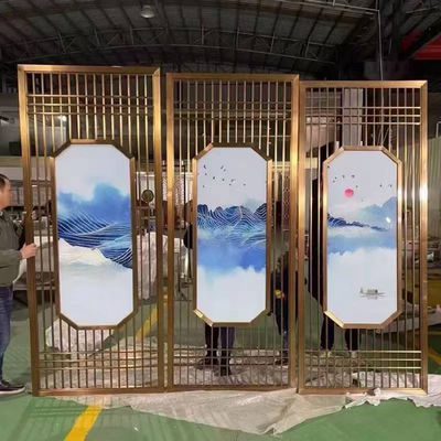 Metal Desain Modern Hairline Stainless Steel Pribadi Partisi Screen ruang tamu