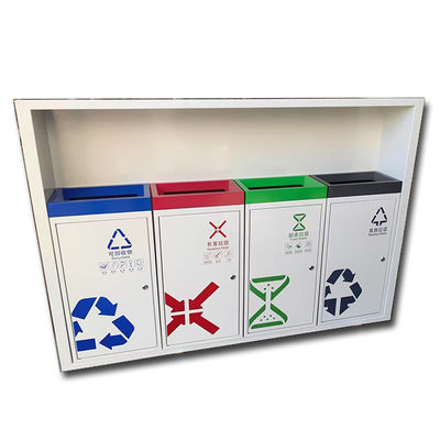 Harga yang bagus Tempat Sampah Sortir Sampah Garis Rambut Perak Baja Tahan Karat 304 untuk Pusat Perbelanjaan on line