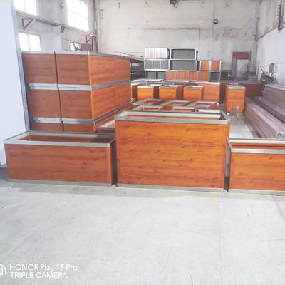 Harga bagus Warna Butiran Kayu Perabot Jalan Taman Penanam Logam Persegi Panjang Besar Di Luar Kotak Tanaman Aluminium Pot Bunga Baja Tahan Karat on line