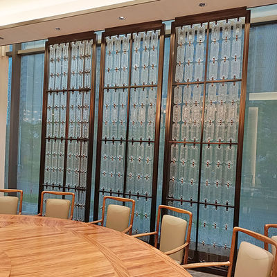 Gold Color Brushed Transparent Glass 304 Stainless Steel Room Dividers For Hotel