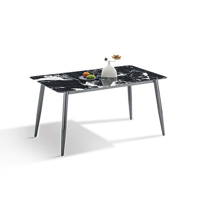 Harga bagus Modern Sintered Stone Tabletop Warna abu-abu Baja Karbon Base Meja Makan on line