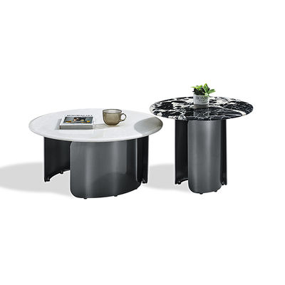 Harga yang bagus Meja Kopi Stainless Steel Warna Emas Champagne dengan Permukaan Slab Batu Buatan on line