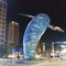 Seni Pemodelan Ikan Paus Patung Stainless Steel Luar Ruangan AISI ASTM 201 Dengan Cahaya