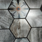 Eropa warna putih hexagon jenis pola bunga daun ink-jet printing aluminium mosaik ubin untuk hiasan dinding