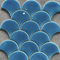 Amerika Selatan biru hijau langit biru warna pola berbentuk kipas ubin mosaik keramik untuk hiasan dinding