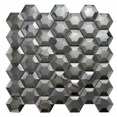 Harga bagus Cermin Emas Perak Hitam Stainless Steel Ubin Mosaik 3D Hexagon Tahan Karat AISI on line