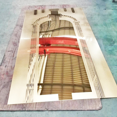Gaya Klasik Partial Bead Blasted Etched Mirror Color Stainless Steel Sheet