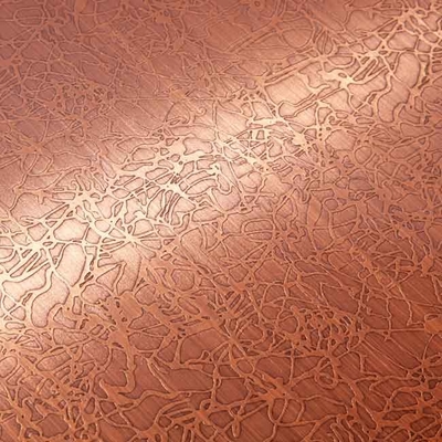 Asam Terukir SUS304 Lembaran Stainless Steel Warna Tembaga Antik