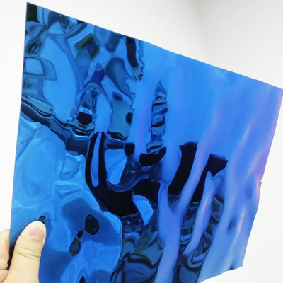 Air Ripple Mirror Warna Biru Lembar Stainless Steel untuk Dekorasi Langit-langit