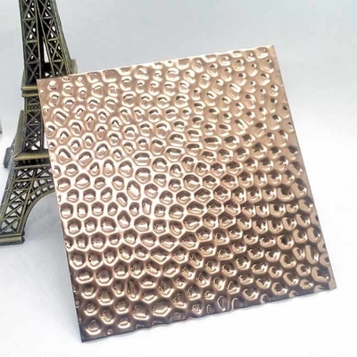 Lembaran Stainless Steel Warna Rose Gold Timbul Sarang Lebah