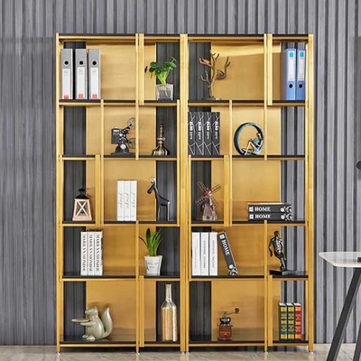 Berwarna Champagne Emas Rustless Steel Metal Display Cabinets Hariline JIS 304 Wearproof Untuk Mall