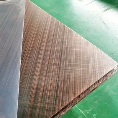 Harga yang bagus Cross Hairline Lembaran Stainless Steel Warna Tembaga Antik untuk Desain interior on line