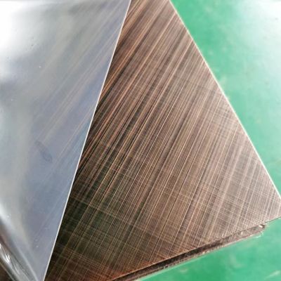 Harga yang bagus 304 Rose Gold Color Crosshairline 45 Degree Brushed Finish Stainless Steel Sheet Dengan Anti Finger Print on line