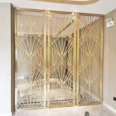 Ti-Gold Hairline Brushed Mirror Luxury 304 Stainless Steel Screen Partition Divider Ruang