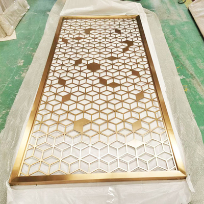 304 316 201 Emas Warna Rose Cermin Garis Rambut Laser Cut Hollow Stainless Steel Lembaran Logam Layar Partisi Pembatas Ruangan