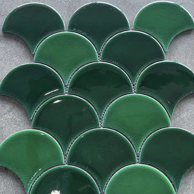 Harga yang bagus Amerika Selatan biru hijau langit biru warna pola berbentuk kipas ubin mosaik keramik untuk hiasan dinding on line