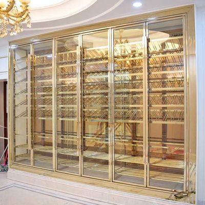 Harga bagus Lemari Anggur Stainless Steel Antik Tembaga Kustom Disikat Suhu 4 Pintu Terkendali on line