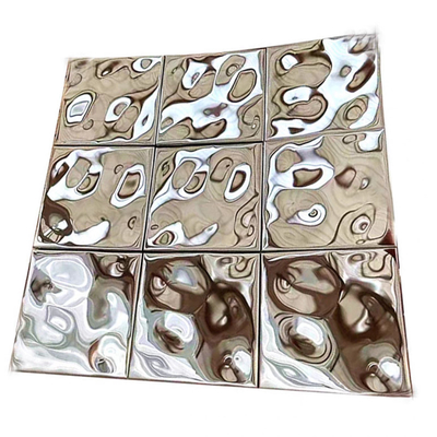 Cermin Perak Air Ripple 304 Stainless Steel Mosaik Tiles 300x300mm Untuk Dekorasi Interior