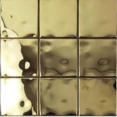 ASTM 304 305x305mm Water Ripple Mirror Stainless Steel Mosaic Tiles Untuk Dekorasi