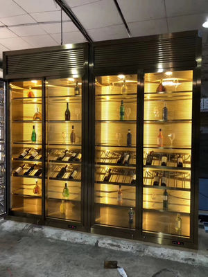 Harga yang bagus SUS ASTM 304 316L Lemari Anggur Stainless Steel Tembaga Antik Garis Rambut Kamar Disikat Suhu Dingin on line