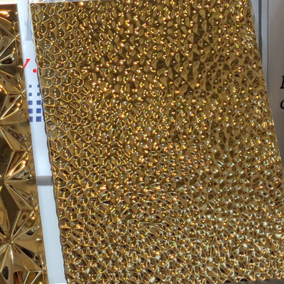 Panel Palu Warna PVD Emas Gelombang Cermin Ketebalan 0.8MM 316L 304