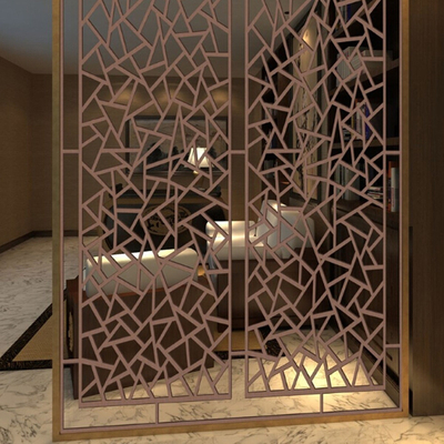 Pabrik Cermin Antique Rose Gold Hairline Brushed Laser Cutting Ukiran 304 Warna Stainless Steel Screen Partition Room Dividers Untuk Hotel